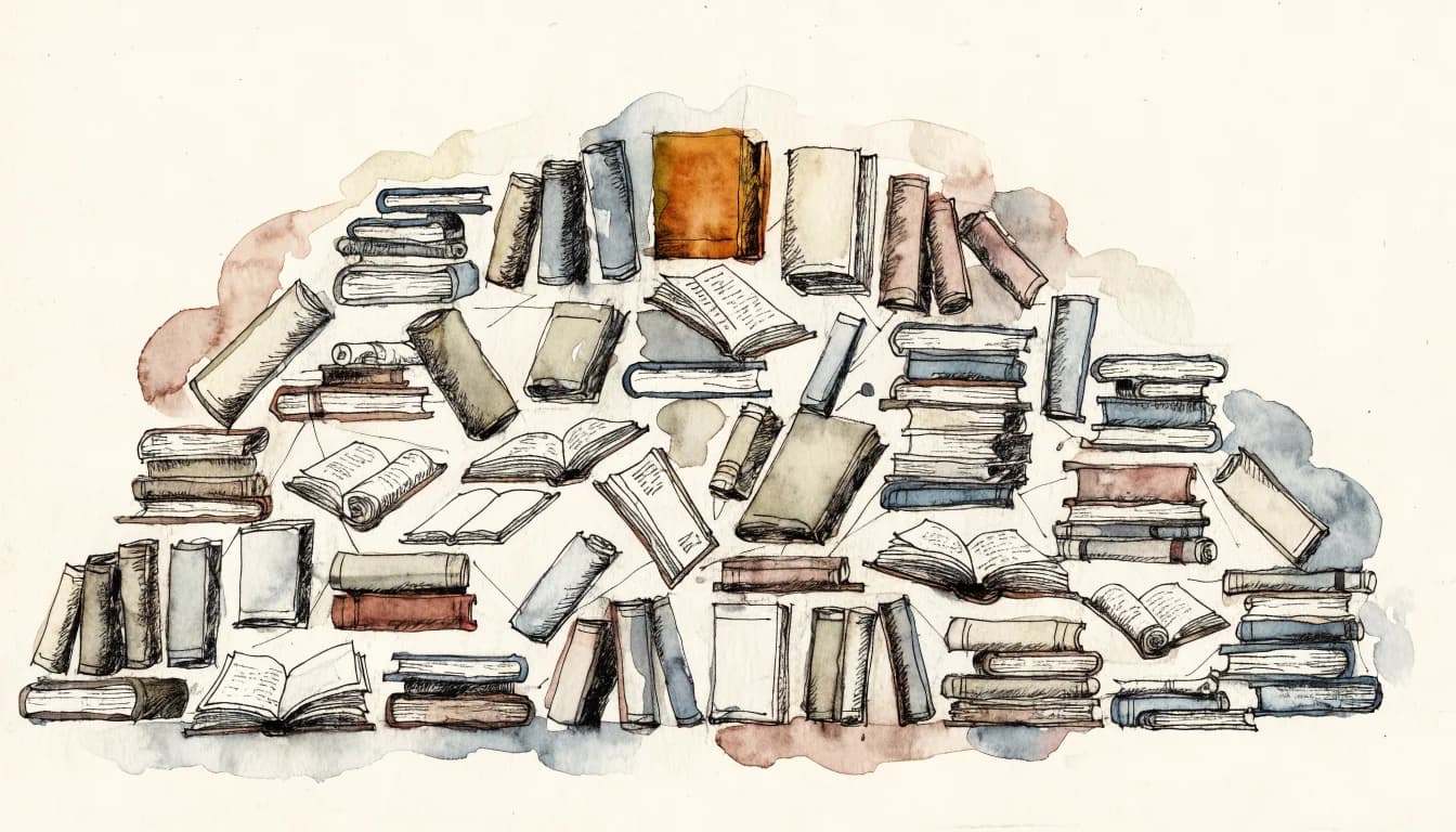 Ilustração editorial sobre Os 125 livros que fizeram a cabeça de Olavo de Carvalho