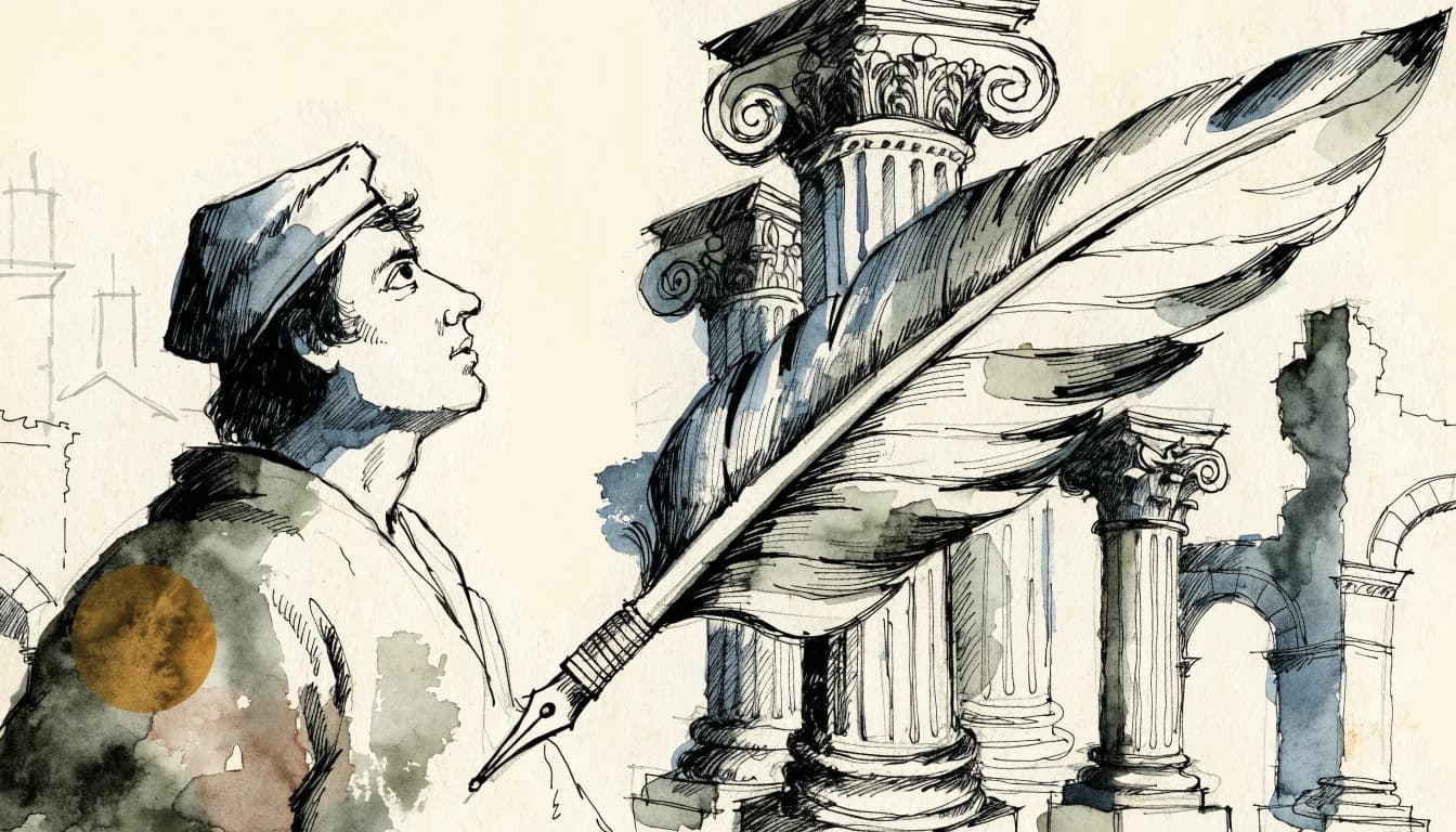Ilustração editorial sobre António Ferreira