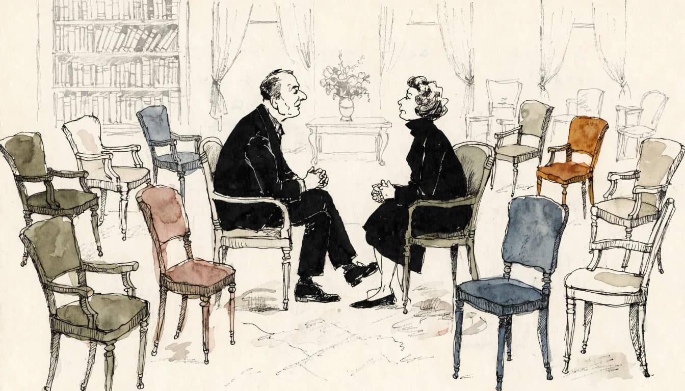 Ilustração de Eugène Ionesco, dramaturgo do teatro do absurdo
