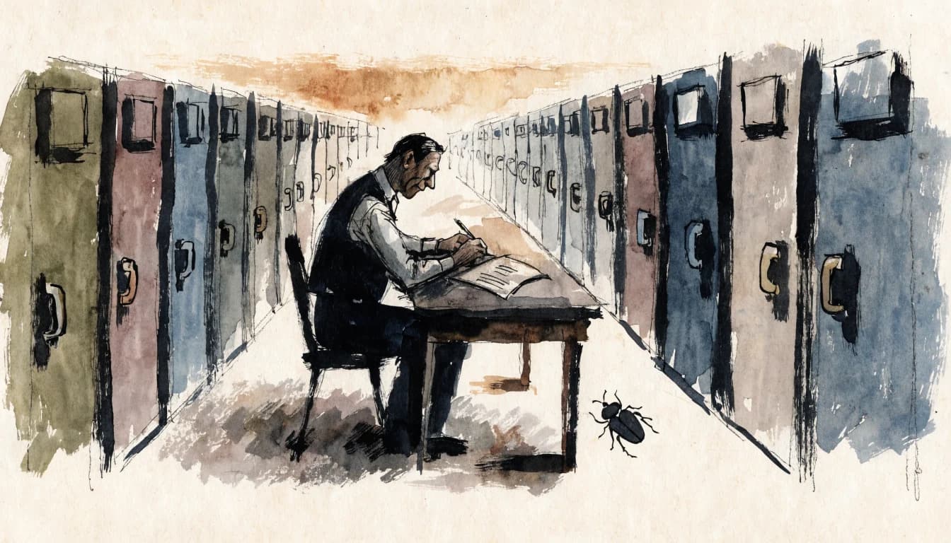 Ilustração editorial sobre Franz Kafka – O Mestre da Literatura do Absurdo
