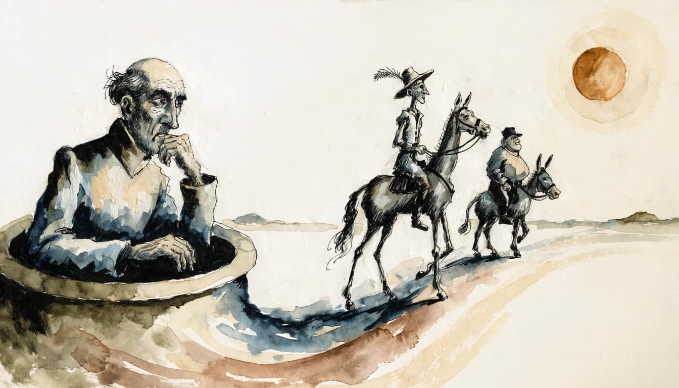 Ilustração editorial sobre Miguel de Cervantes