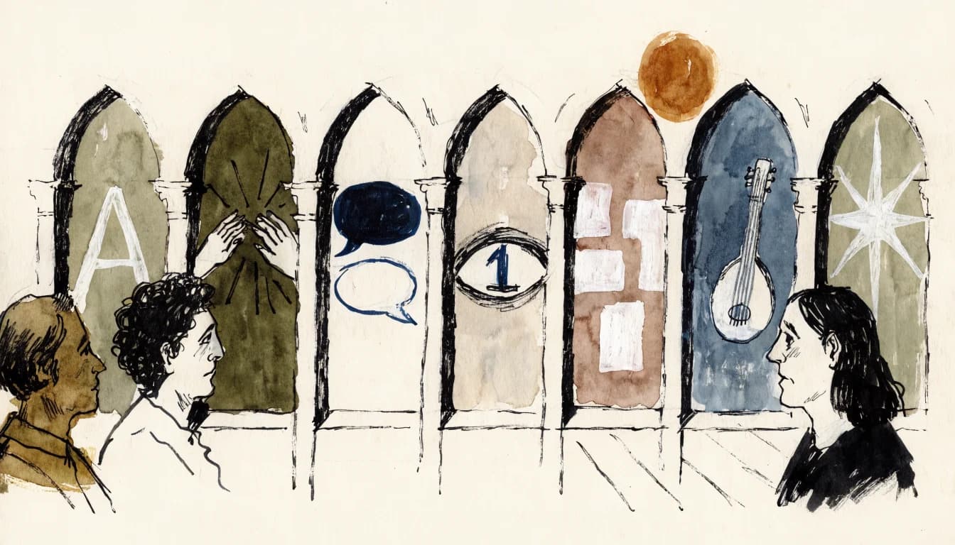 Ilustração editorial sobre Explorando as Sete Artes Liberais