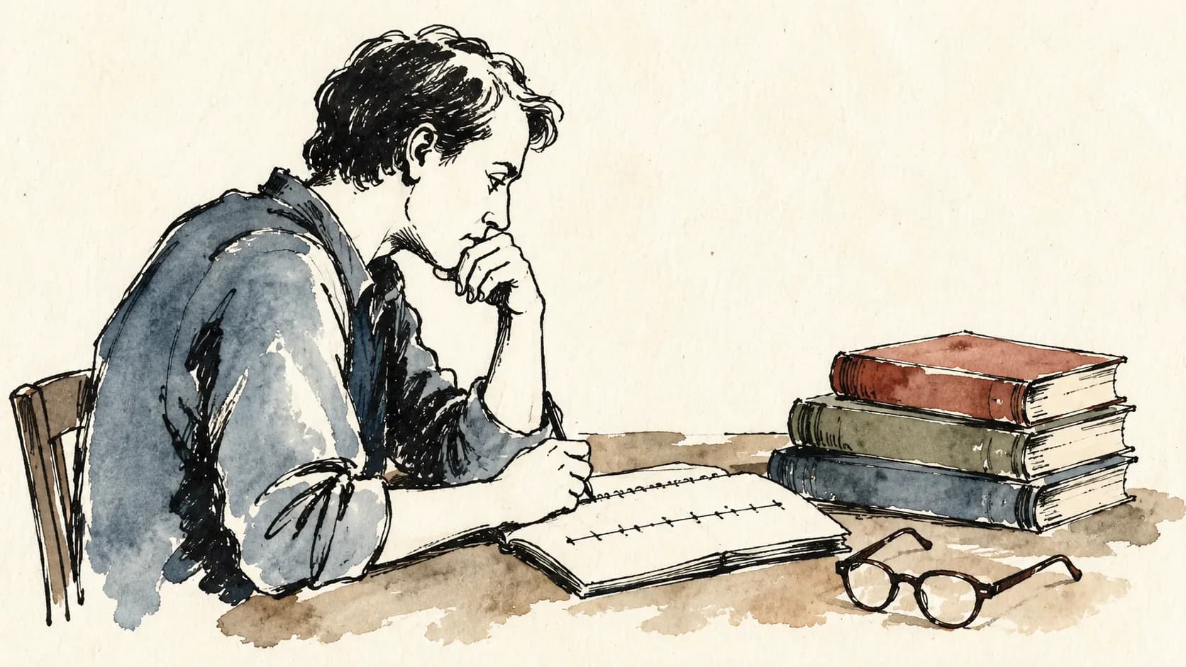 Mesa de estudo com livros sobre comunismo, história e economia
