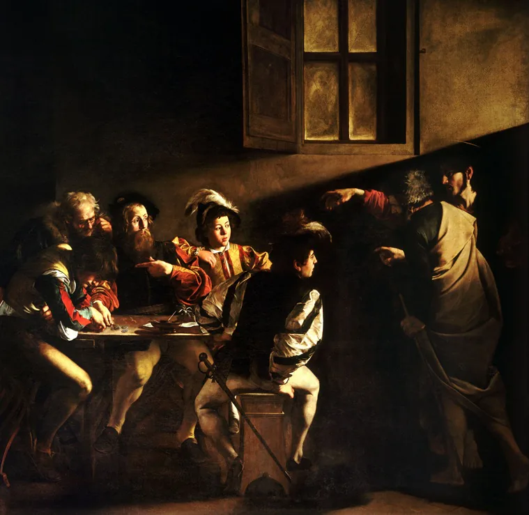 A Vocação de São Mateus, pintura de Caravaggio na Capela Contarelli